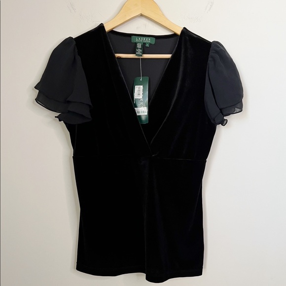 Lauren Ralph Lauren Tops Lauren Ralph Lauren Velvet Top With Tiered